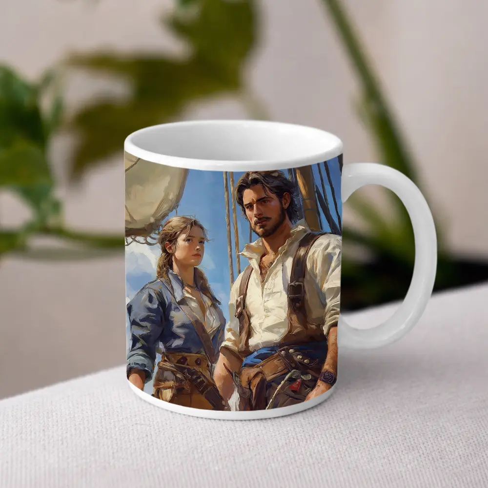 Pirates On Ship Oil Painting Art – Mugs