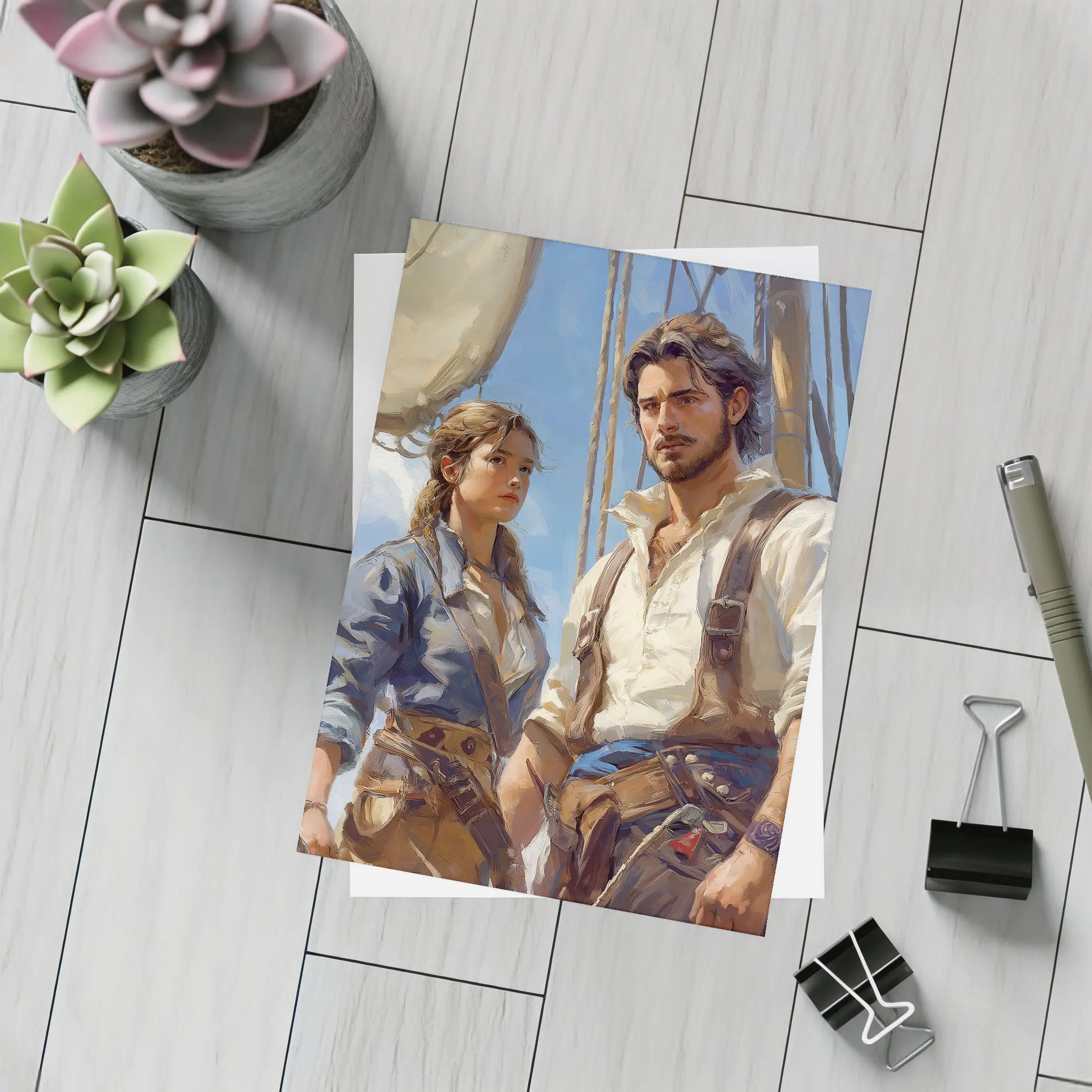 Pirates On Ship Oil Painting Art – Postcards