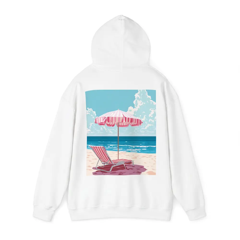 Pink Striped Beach Chair Ocean Summer Art – Hoodies