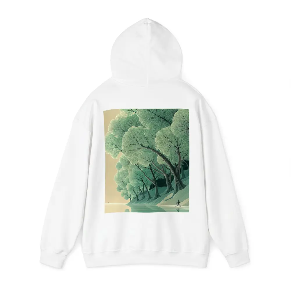 Illustrated Trees By Calm Reflective River – Hoodies