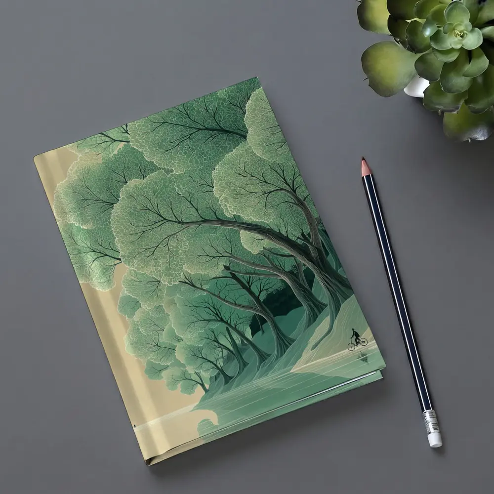 Illustrated Trees By Calm Reflective River – Notebooks
