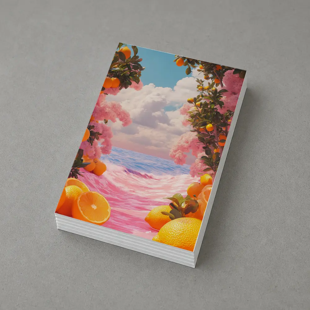 Tropical Oranges Pink Ocean Surreal Summer Scene – Postcards