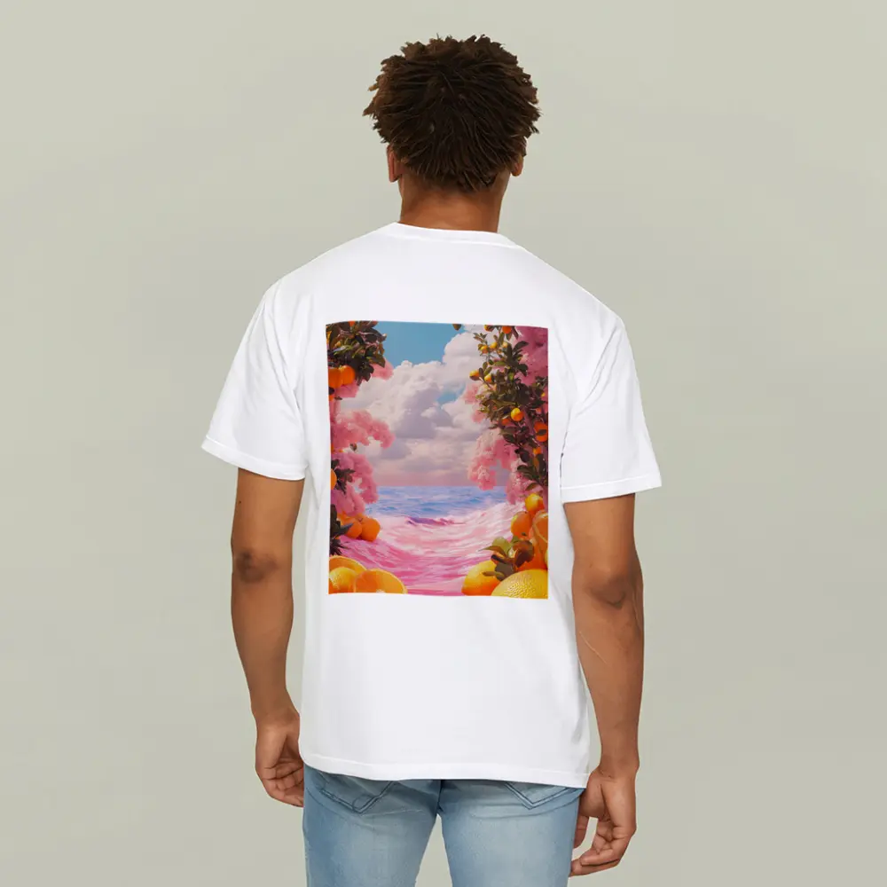 Tropical Oranges Pink Ocean Surreal Summer Scene – T-Shirts