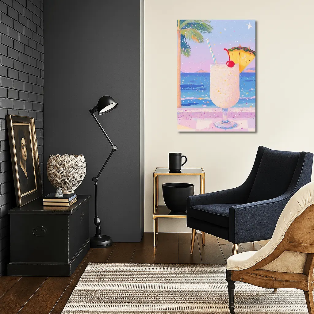 Tropical Pina Colada Cocktail Beach Pastel Art – Wall Art
