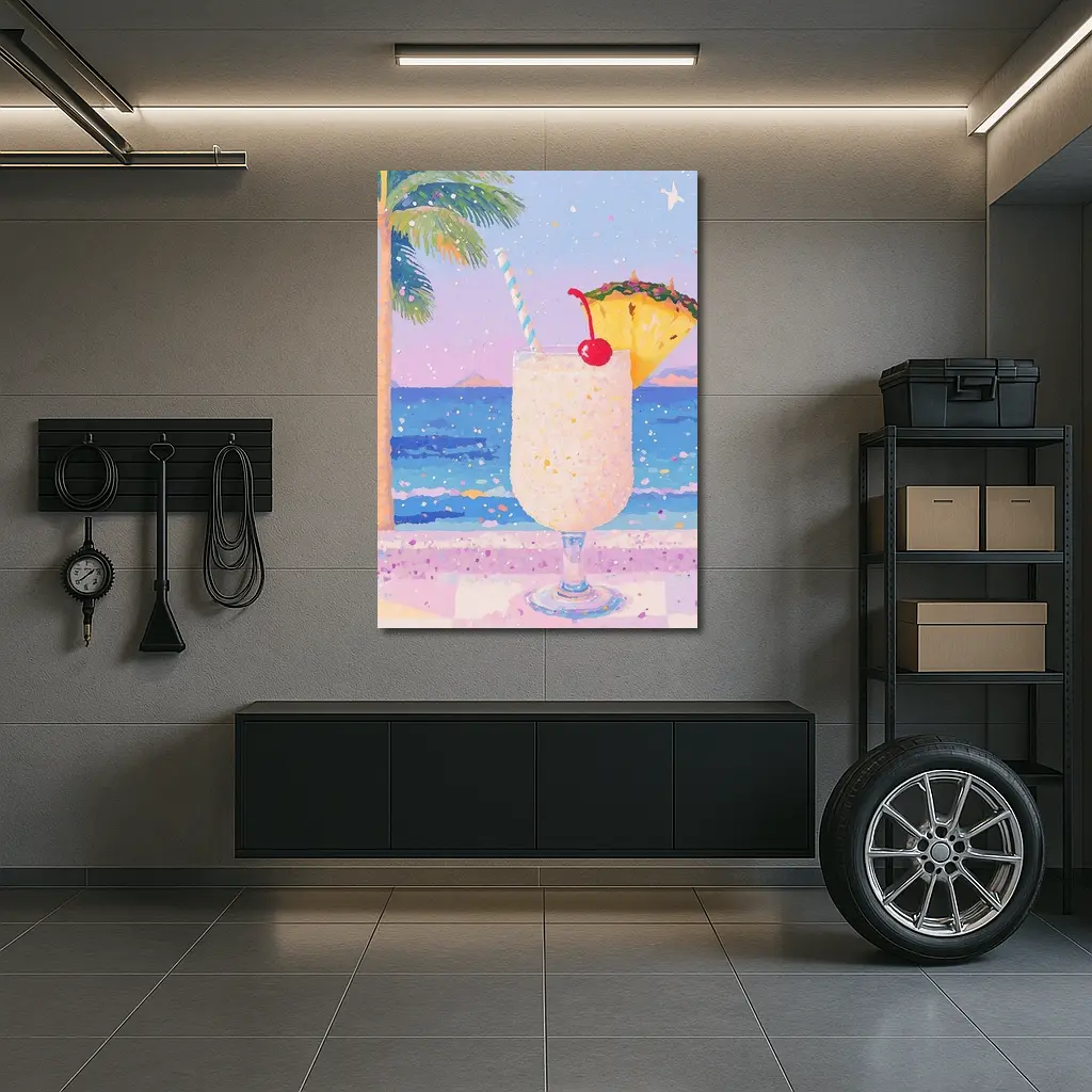 Tropical Pina Colada Cocktail Beach Pastel Art – Wall Art