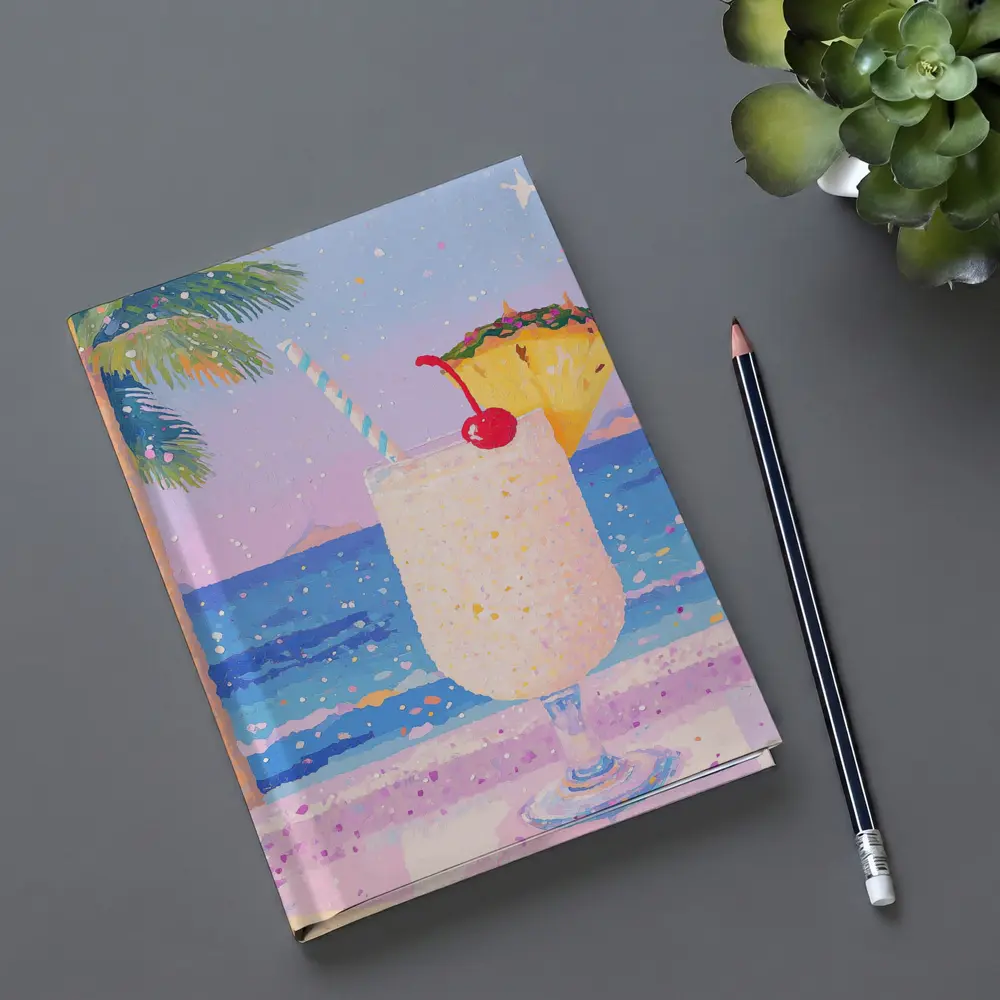 Tropical Pina Colada Cocktail Beach Pastel Art – Notebooks