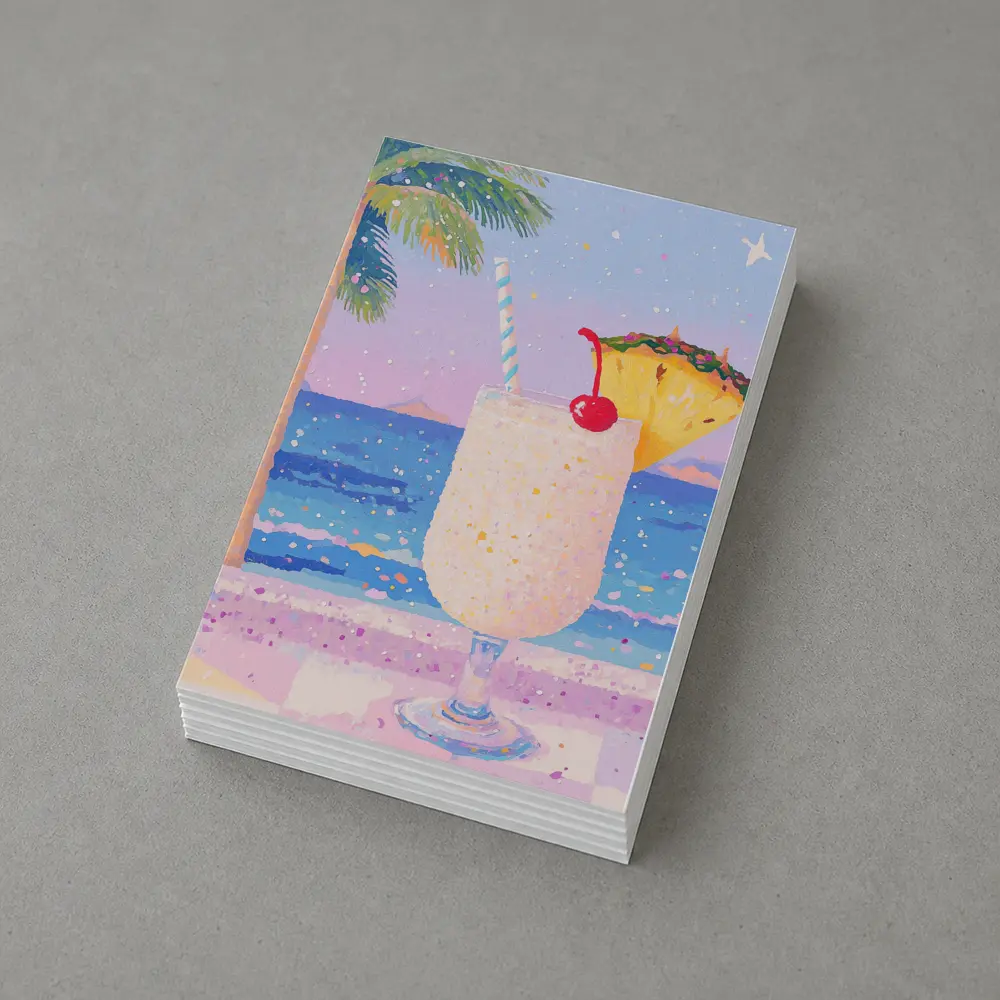 Tropical Pina Colada Cocktail Beach Pastel Art – Postcards