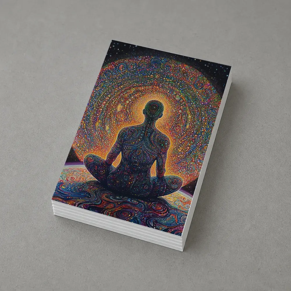 Meditating Figure Cosmic Psychedelic Universe Art – Postcards
