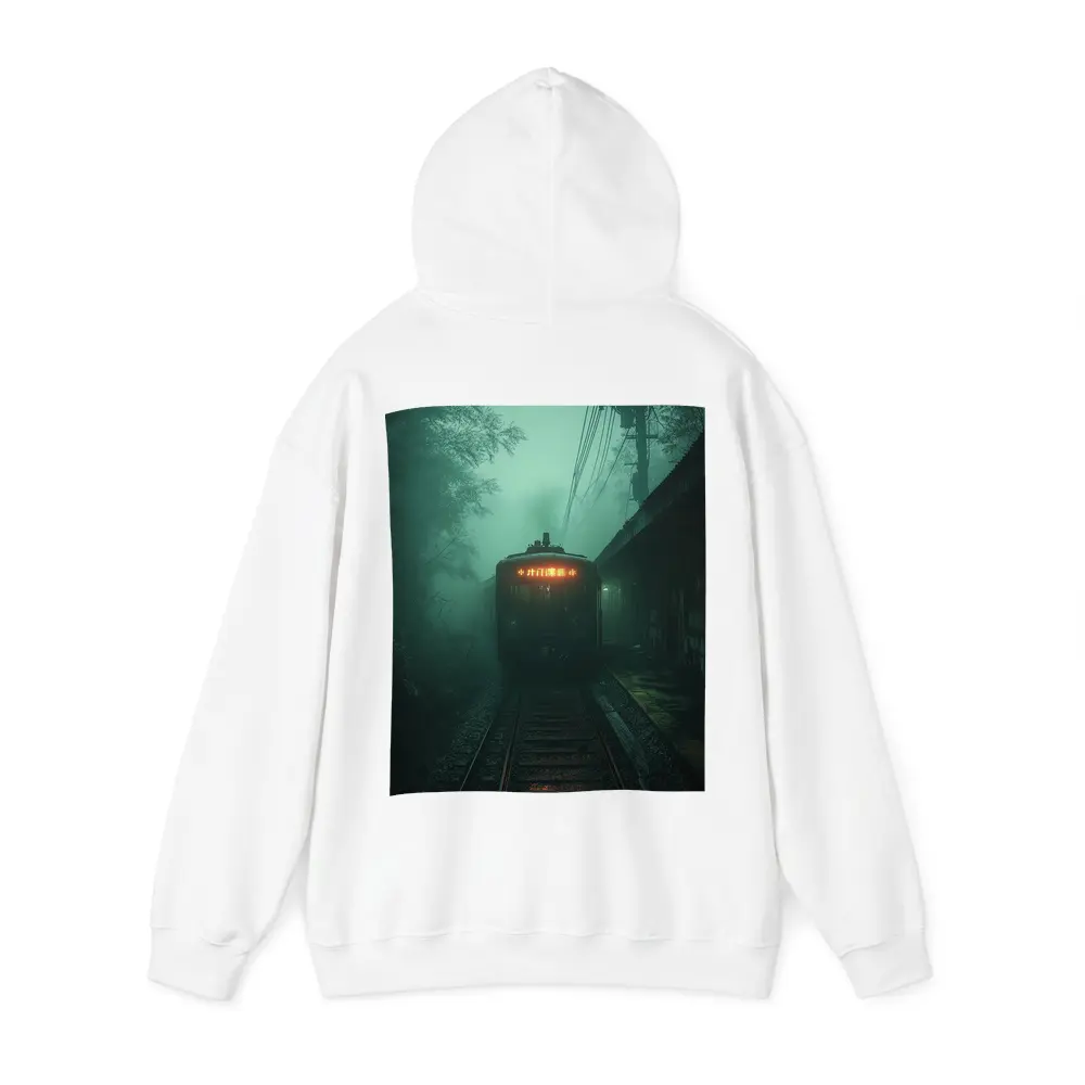 Foggy Train Approaching Dark Misty Station – Hoodies