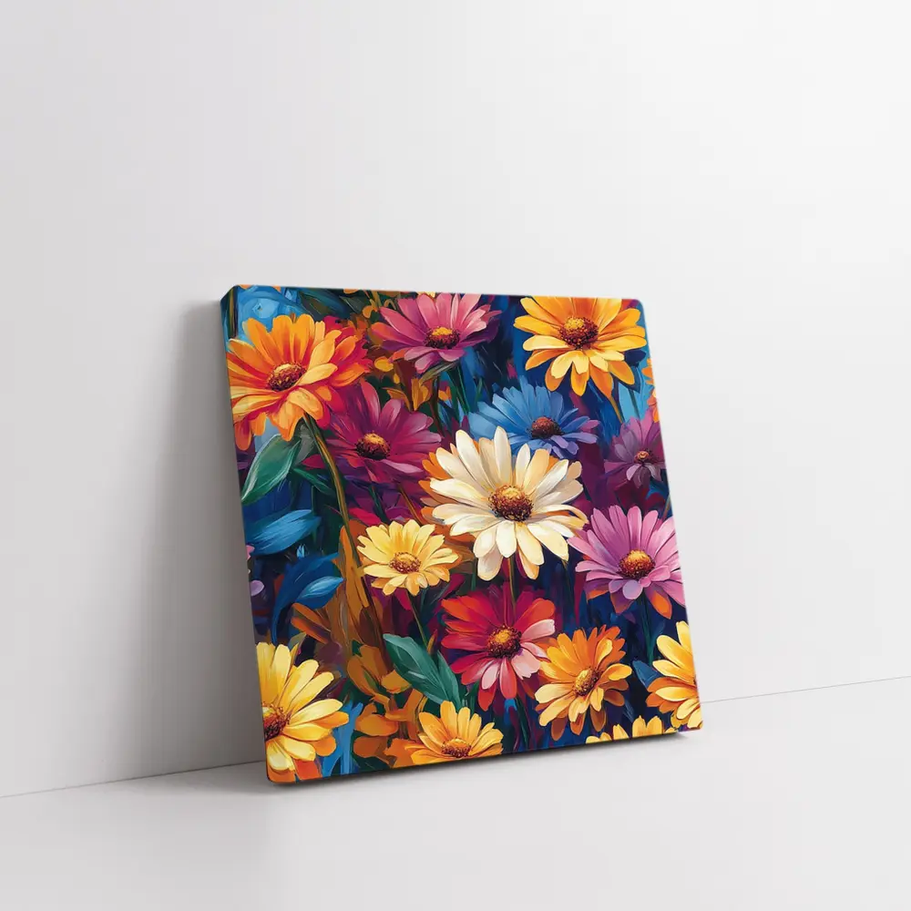 Colorful Daisy Flowers Oil Painting Art – Wall Art