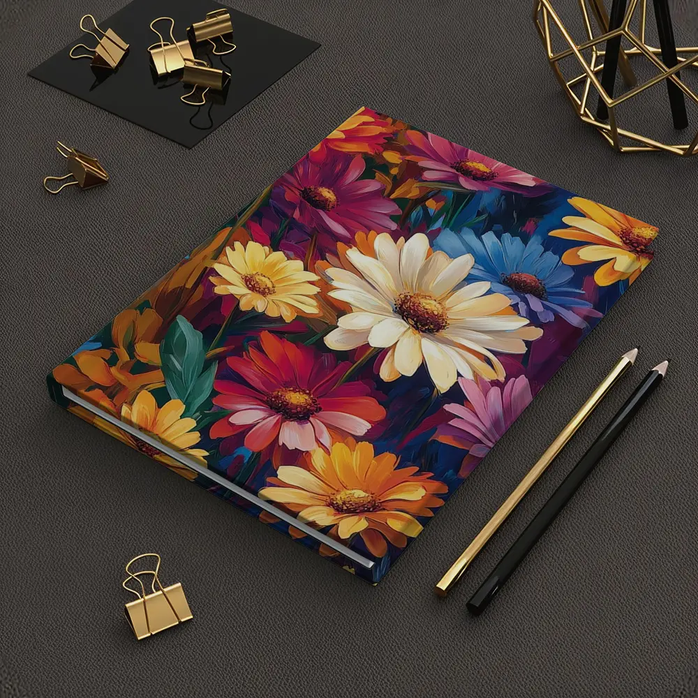 Colorful Daisy Flowers Oil Painting Art – Notebooks