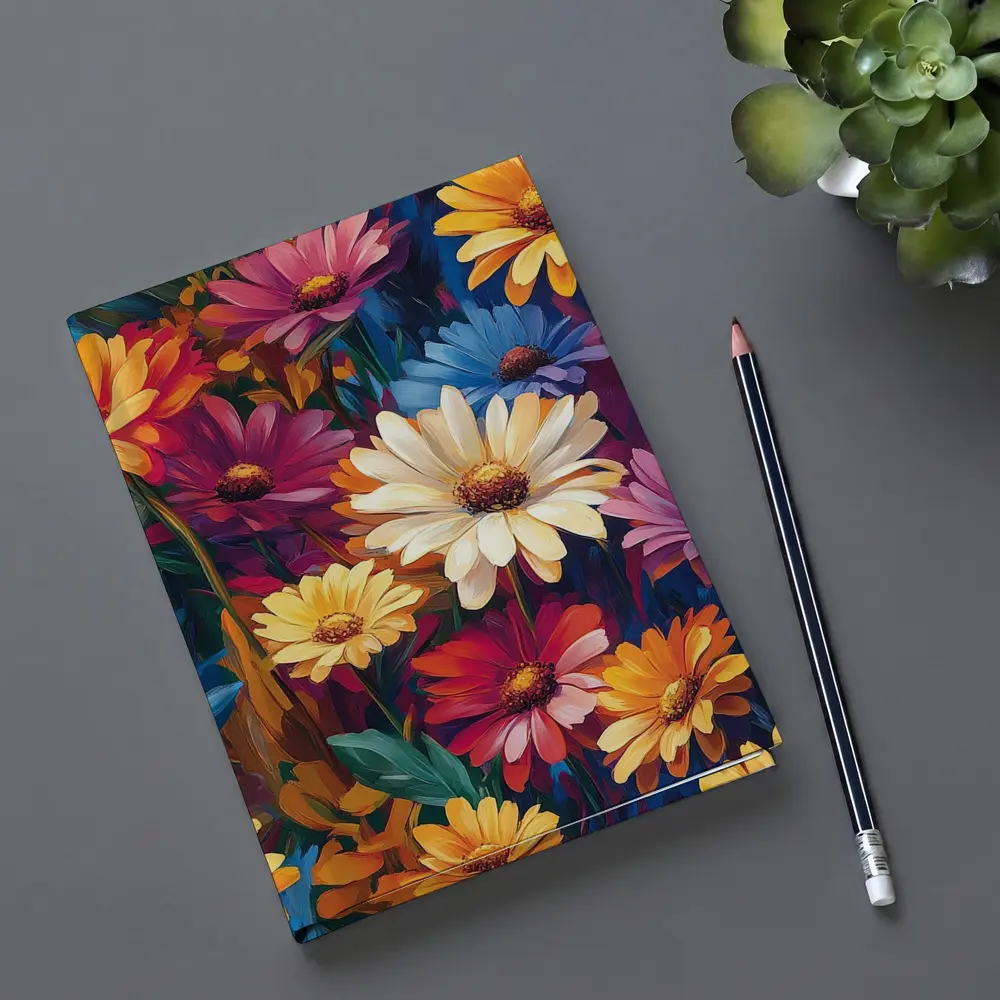 Colorful Daisy Flowers Oil Painting Art – Notebooks