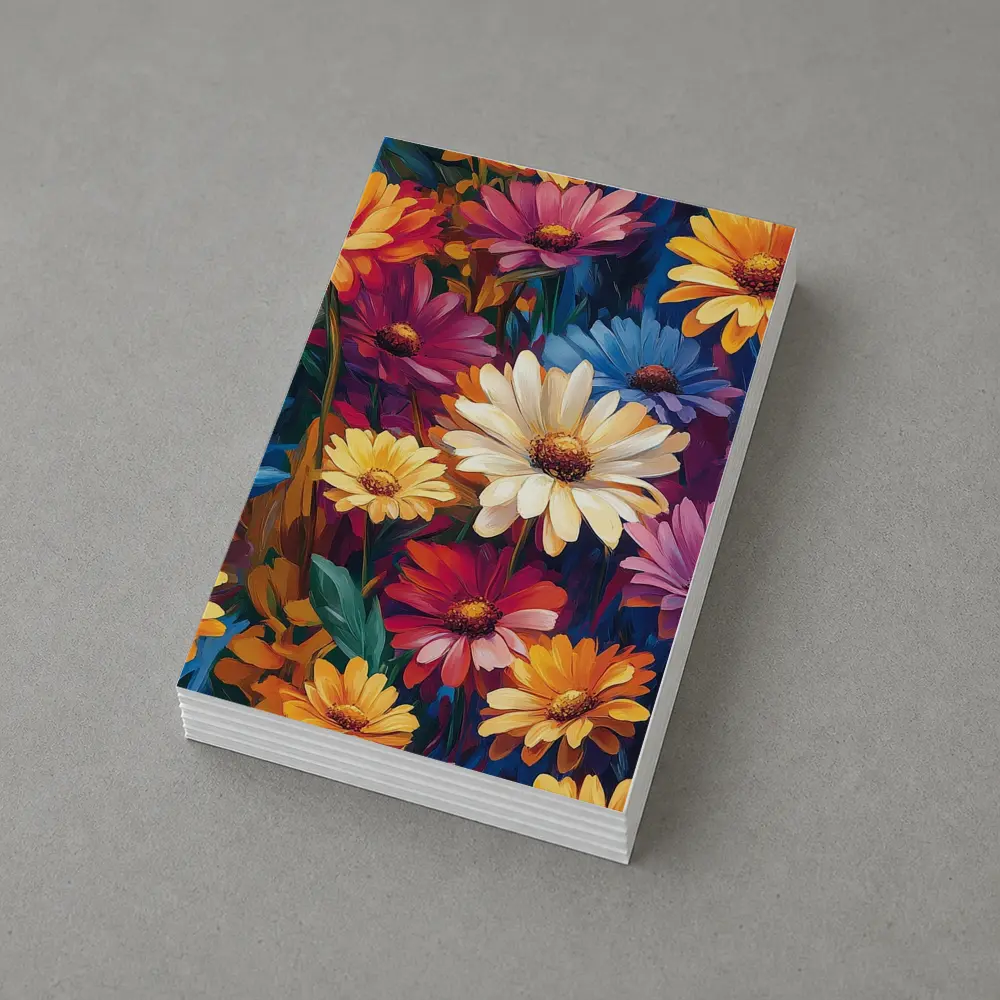 Colorful Daisy Flowers Oil Painting Art – Postcards