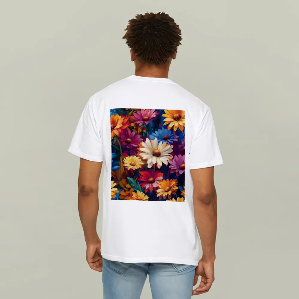 Colorful Daisy Flowers Oil Painting Art – T-Shirts