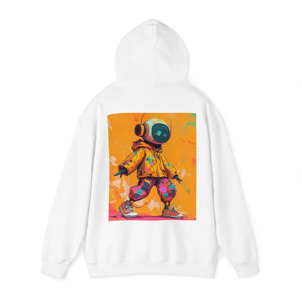 Robot DJ Streetwear Character Orange Background – Hoodies