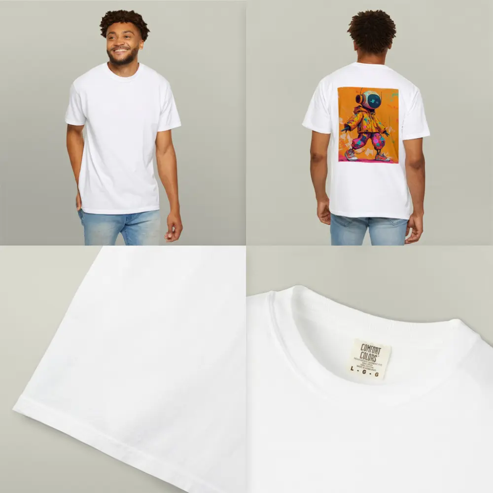 Robot DJ Streetwear Character Orange Background – T-Shirts