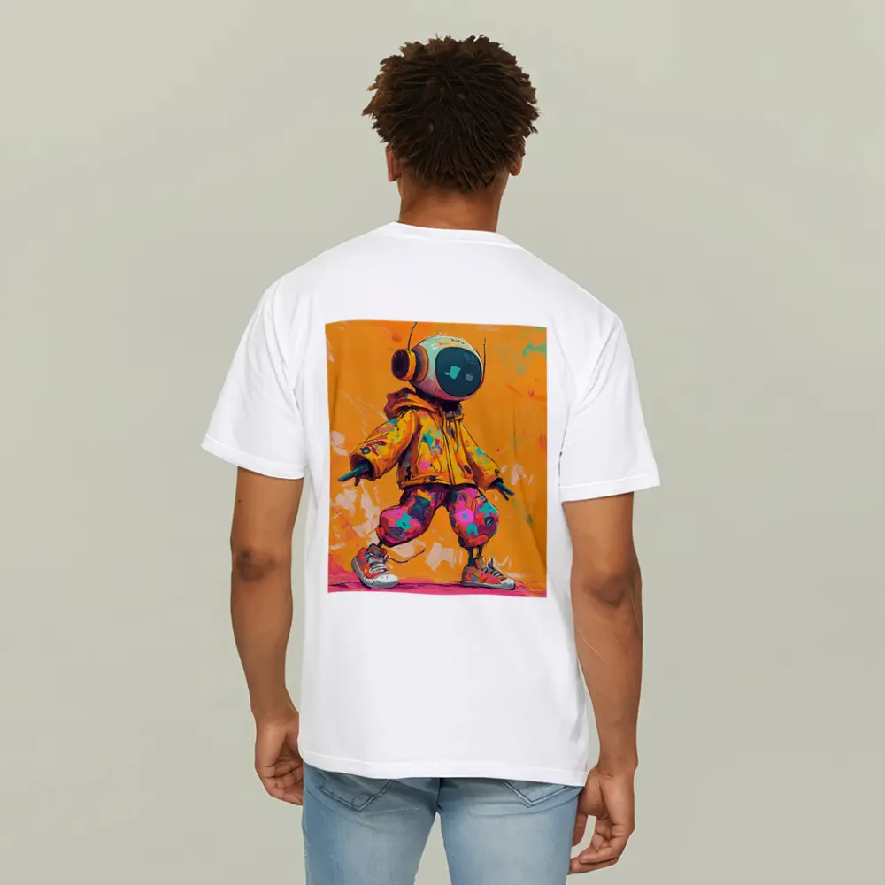 Robot DJ Streetwear Character Orange Background – T-Shirts