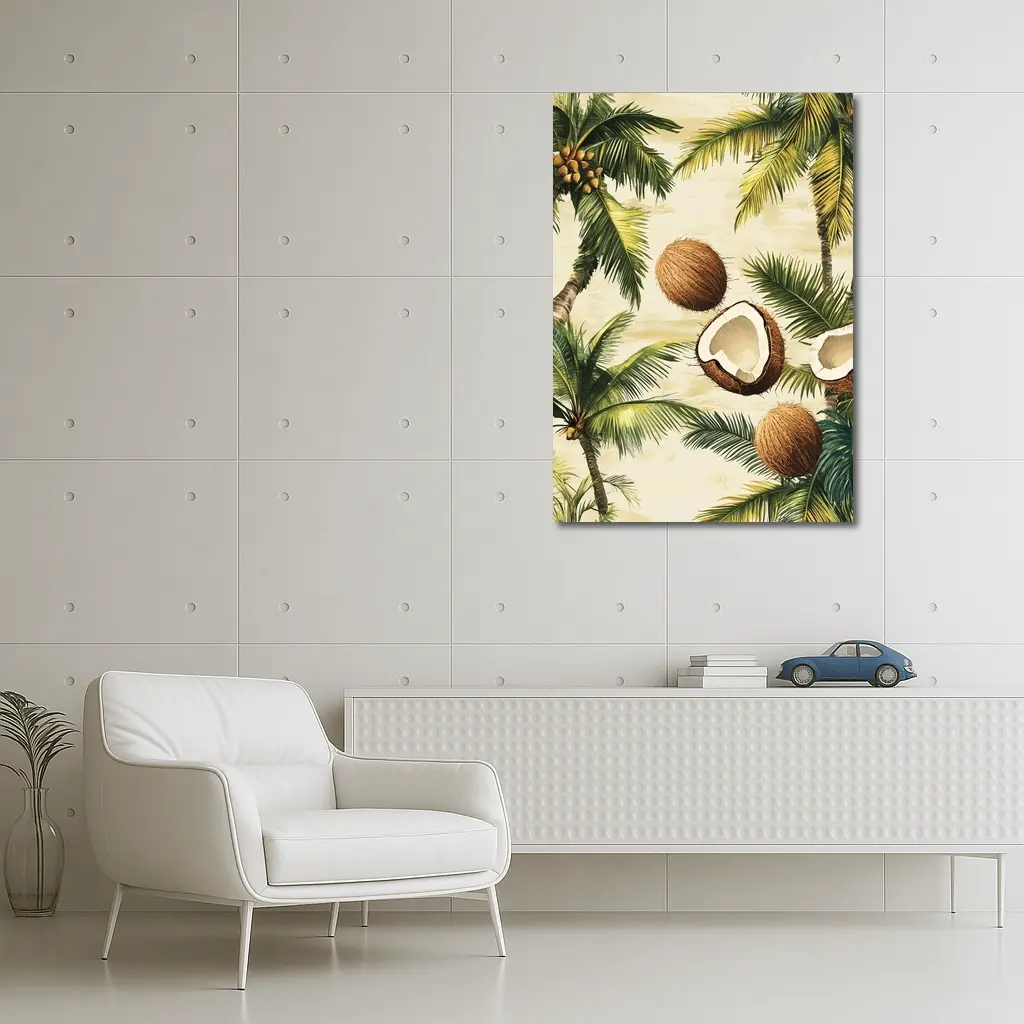 Tropical Coconut Palm Trees Botanical Illustration – Wall Art