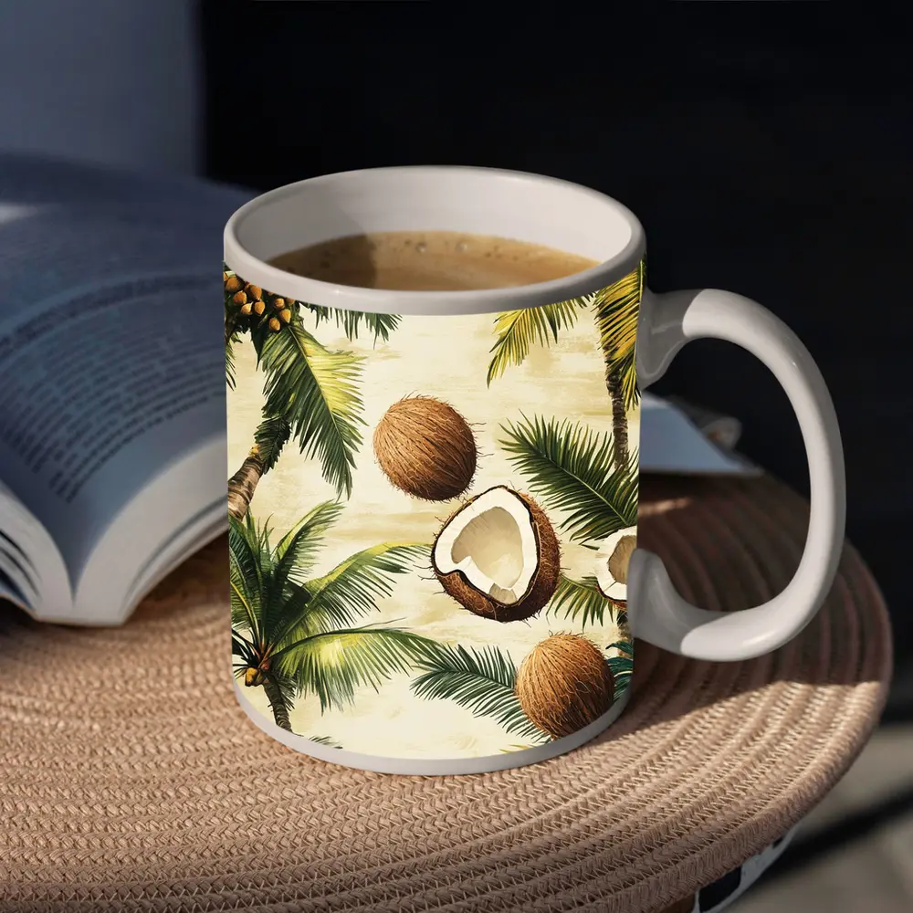Tropical Coconut Palm Trees Botanical Illustration – Mugs