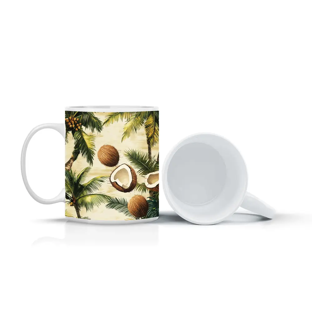 Tropical Coconut Palm Trees Botanical Illustration – Mugs