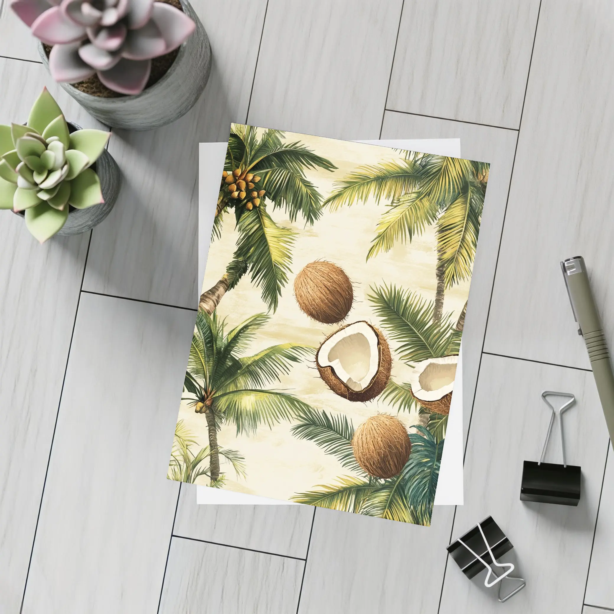 Tropical Coconut Palm Trees Botanical Illustration – Postcards
