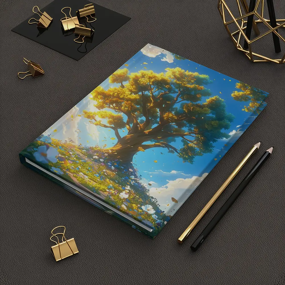 Golden Tree Blue Sky Floral Fantasy – Notebooks