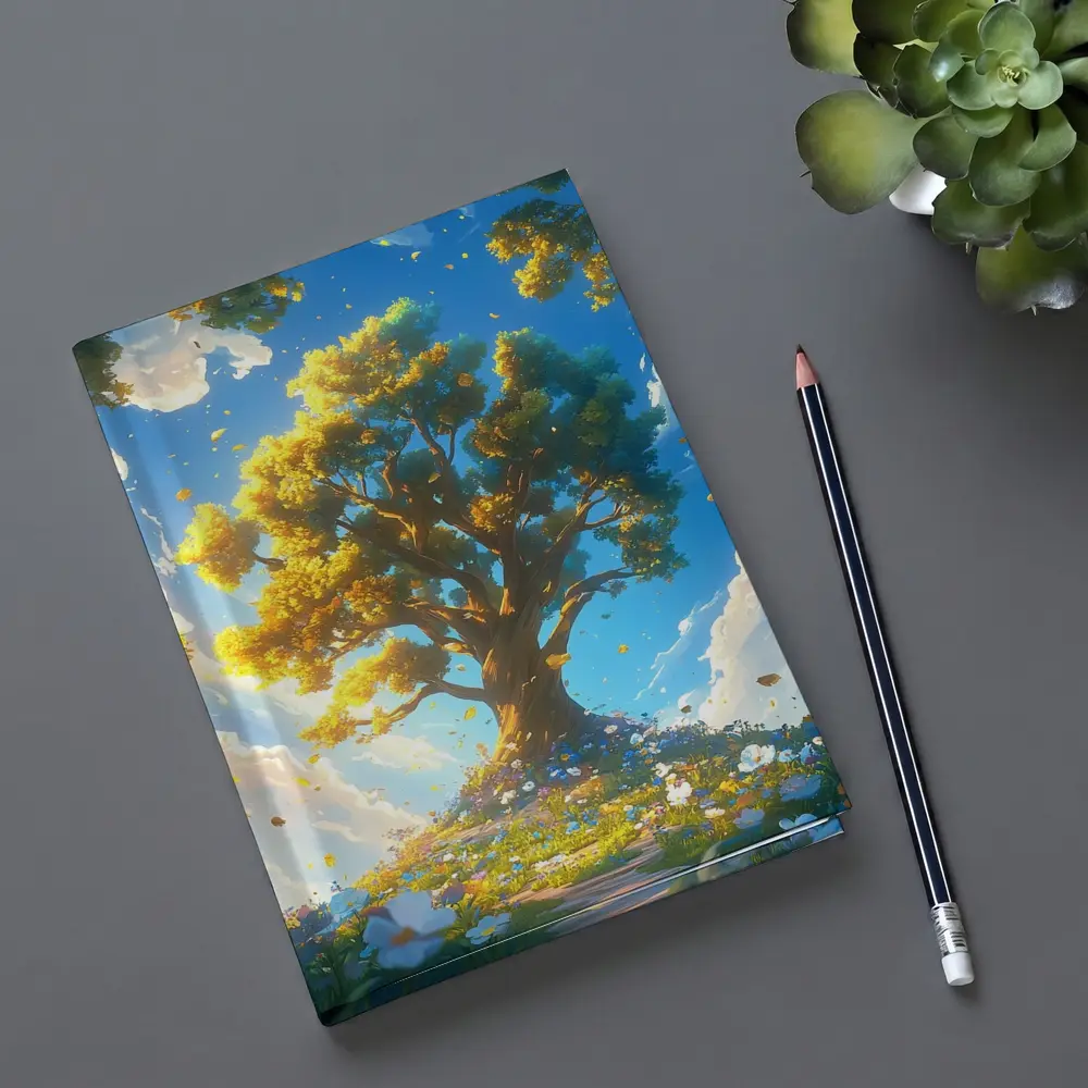 Golden Tree Blue Sky Floral Fantasy – Notebooks
