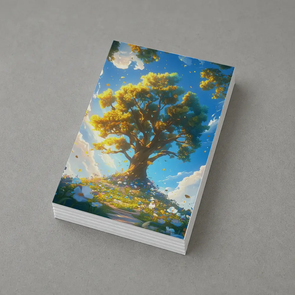 Golden Tree Blue Sky Floral Fantasy – Postcards