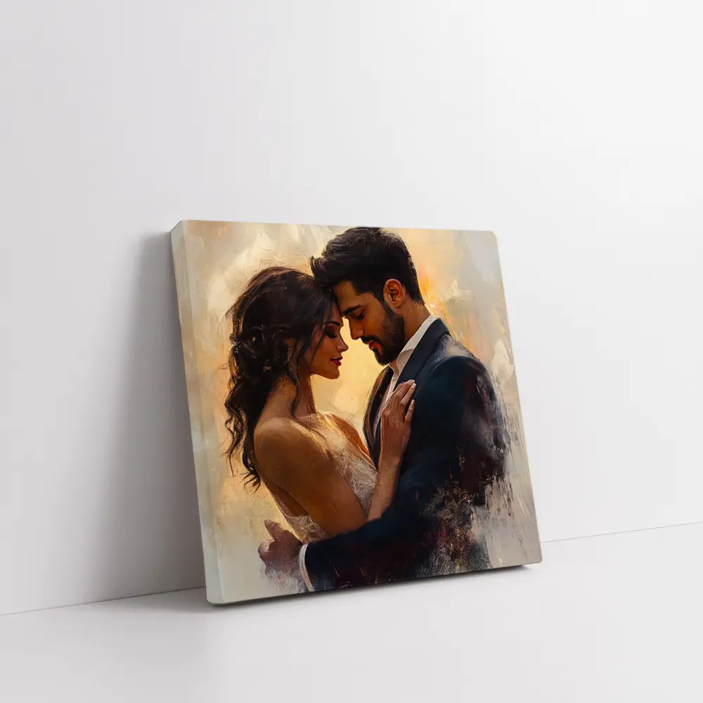 Romantic Couple Embrace Oil Painting Art – Wall Art