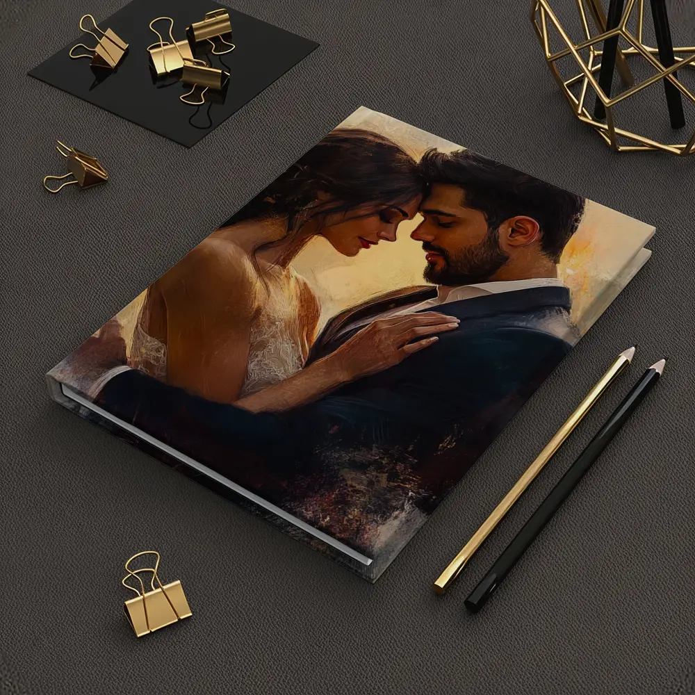 Romantic Couple Embrace Oil Painting Art – Notebooks