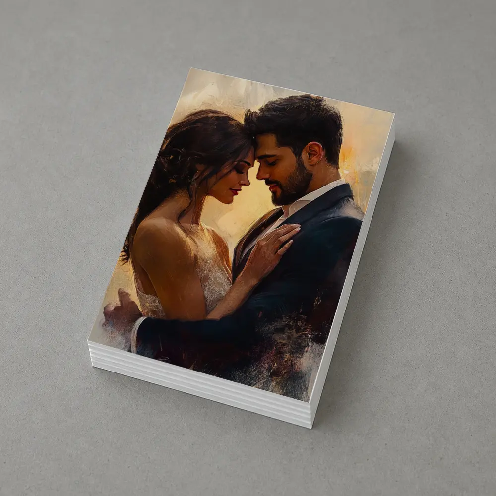 Romantic Couple Embrace Oil Painting Art – Postcards
