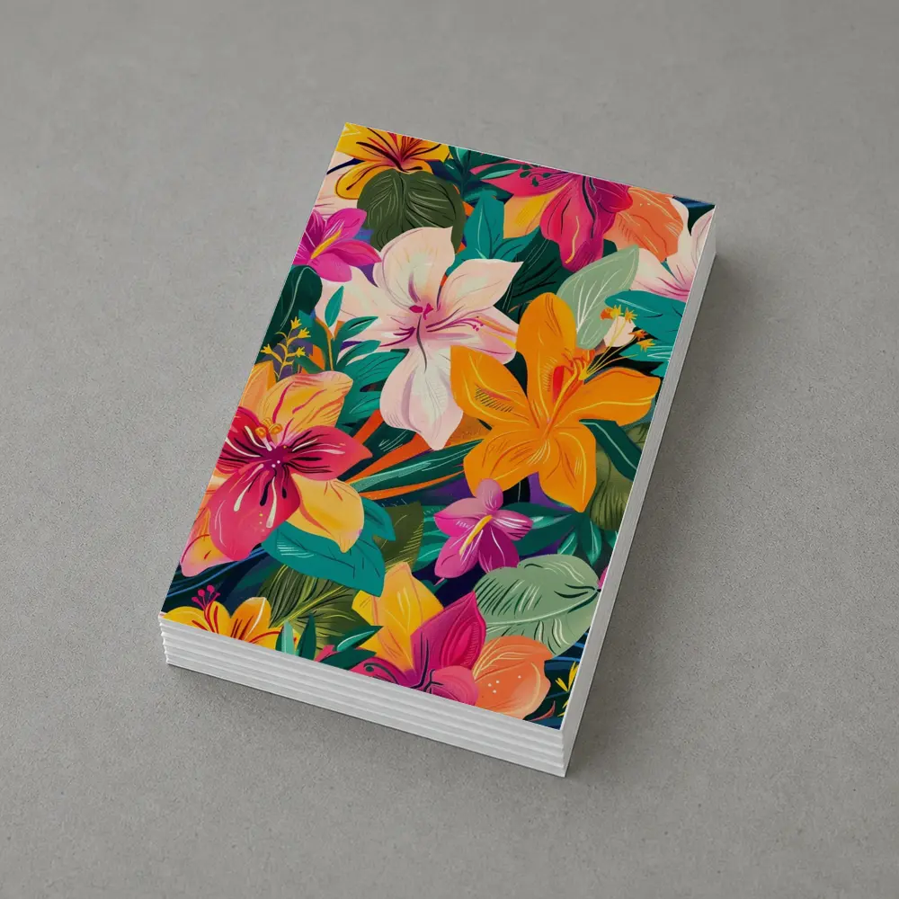 Tropical Flowers Illustration Bold Colorful Pattern – Postcards