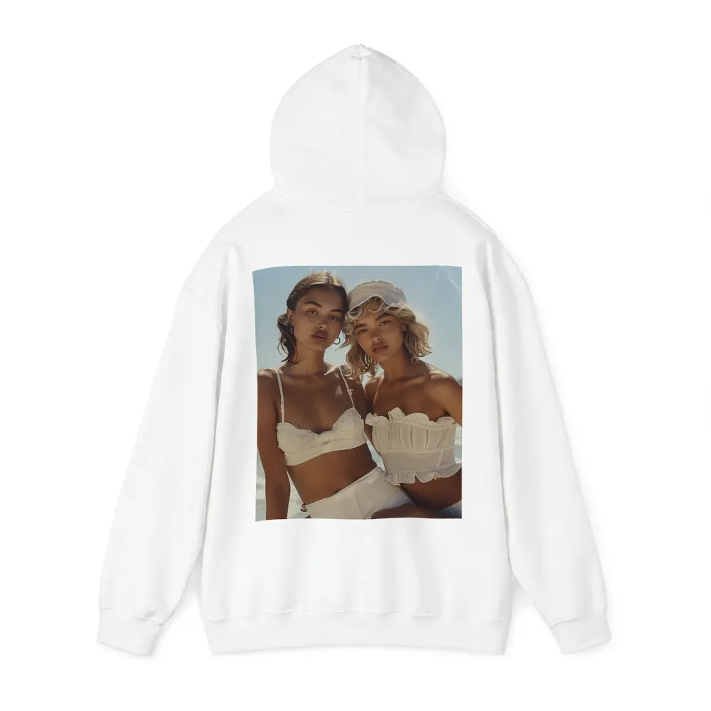 Two Women White Outfits Beach Summer – Hoodies