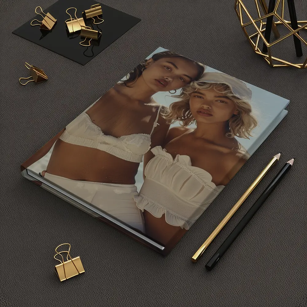 Two Women White Outfits Beach Summer – Notebooks