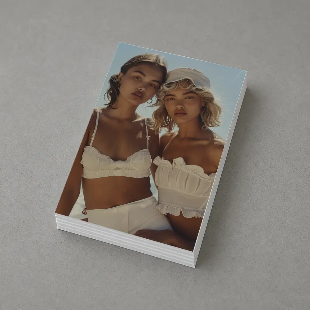 Two Women White Outfits Beach Summer – Postcards