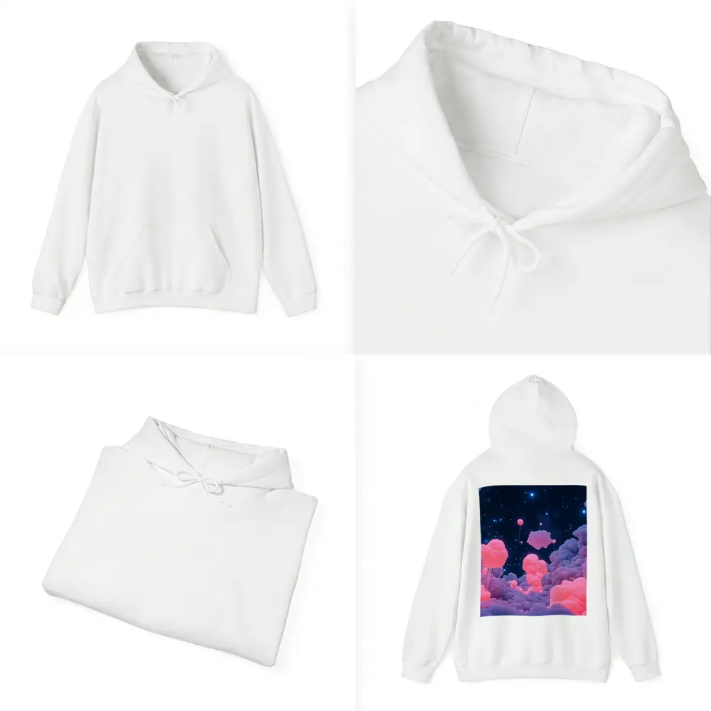 Pink Glowing Clouds Starry Night Sky – Hoodies