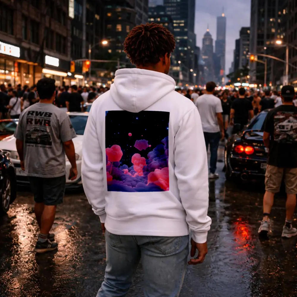 Pink Glowing Clouds Starry Night Sky – Hoodies
