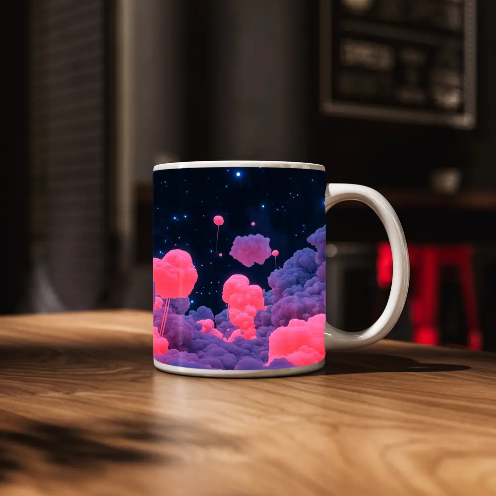 Pink Glowing Clouds Starry Night Sky – Mugs