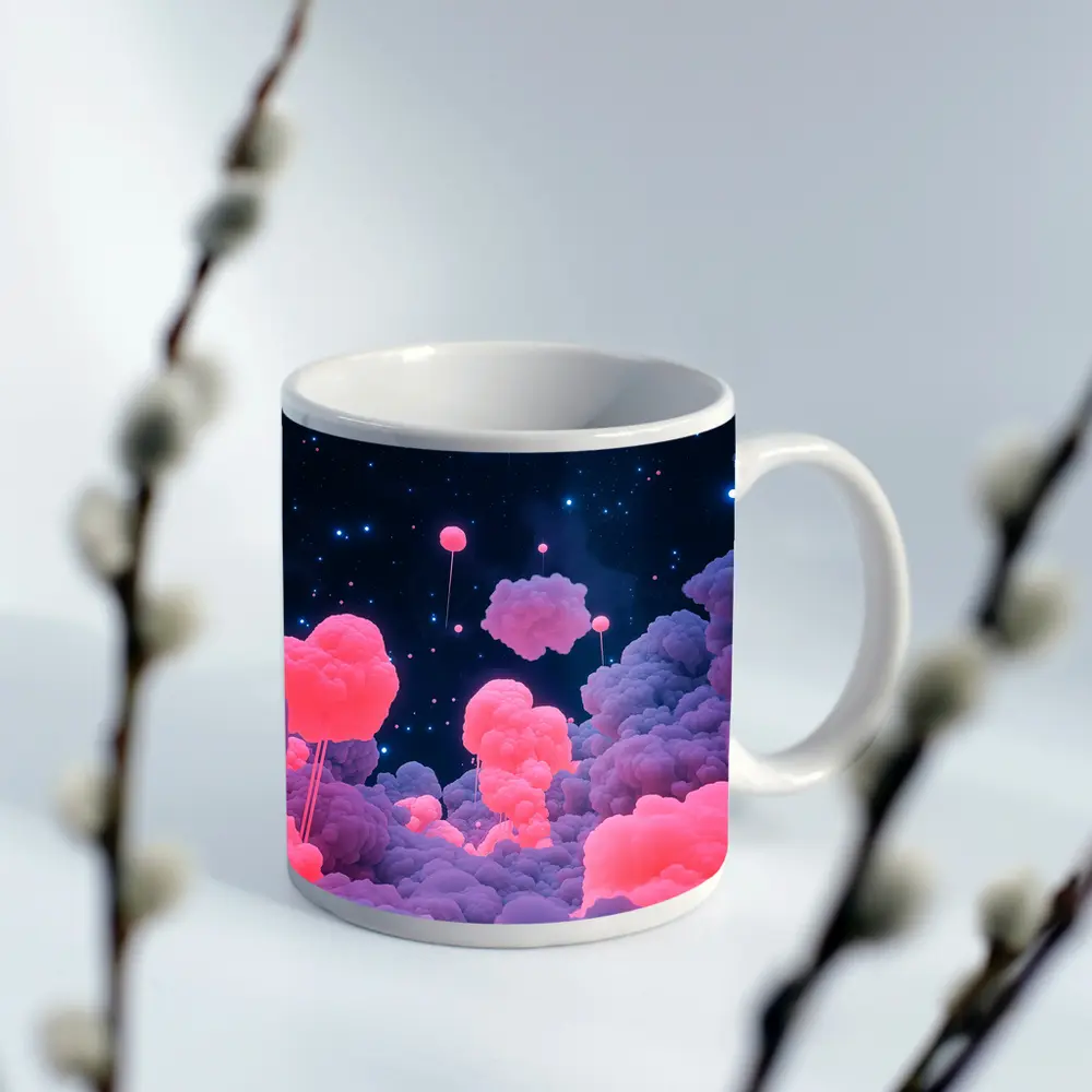 Pink Glowing Clouds Starry Night Sky – Mugs