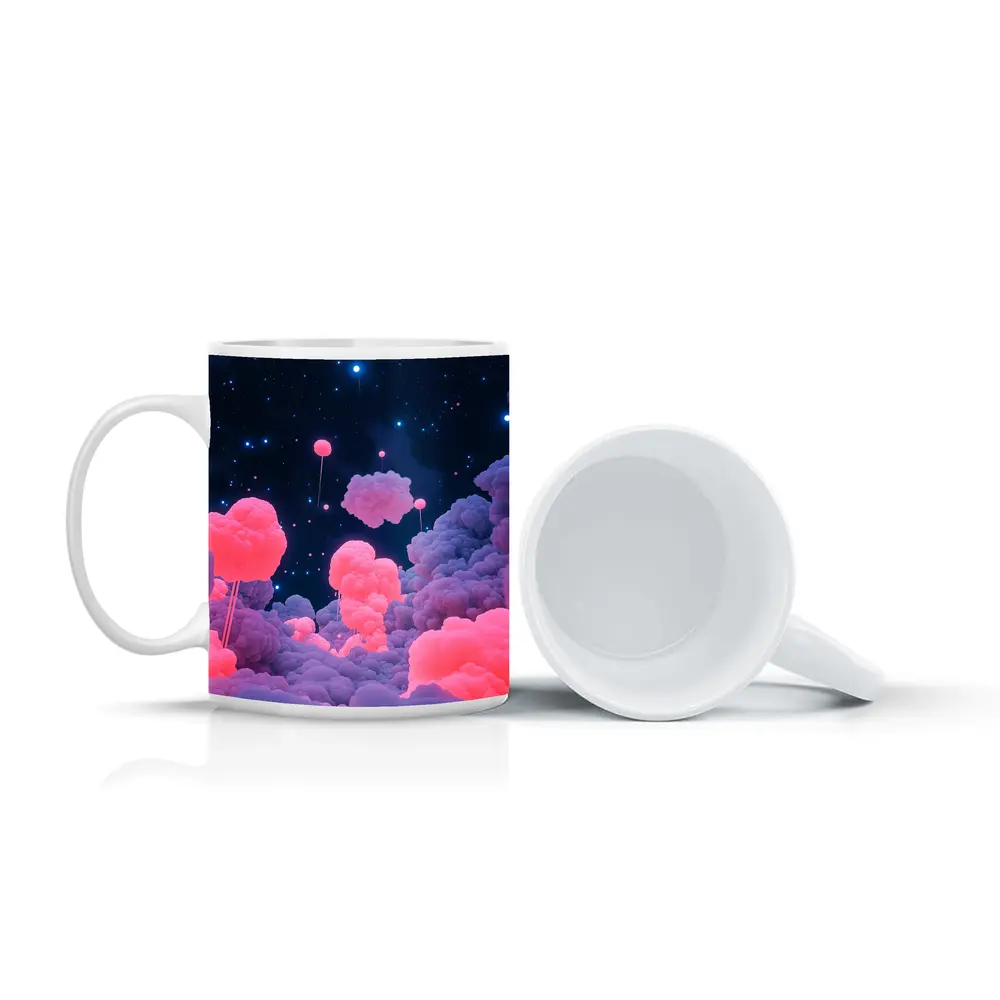 Pink Glowing Clouds Starry Night Sky – Mugs