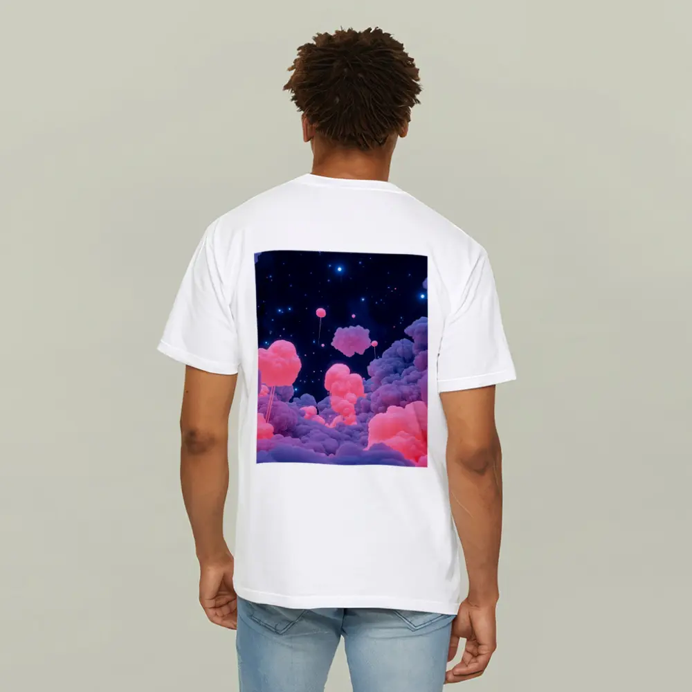 Pink Glowing Clouds Starry Night Sky – T-Shirts