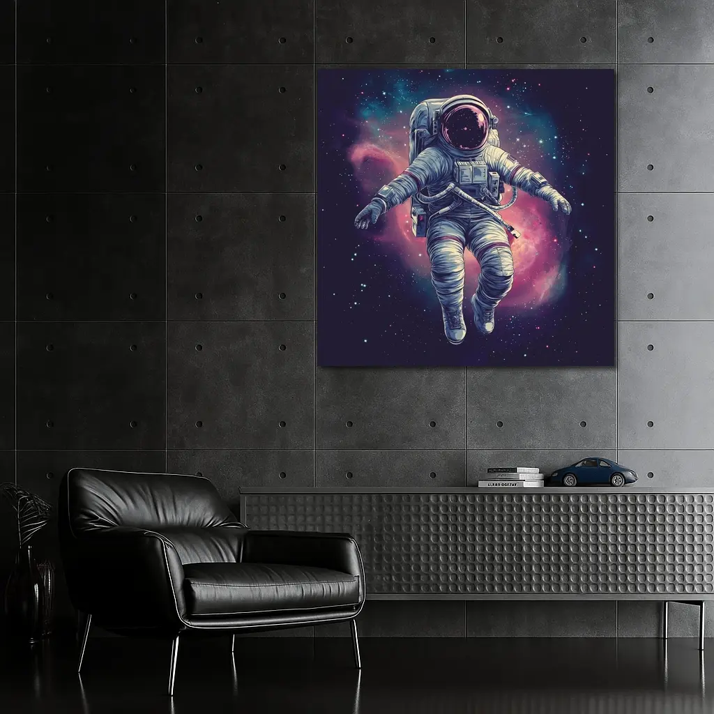 Astronaut Floating In Colorful Galaxy Nebula – Wall Art