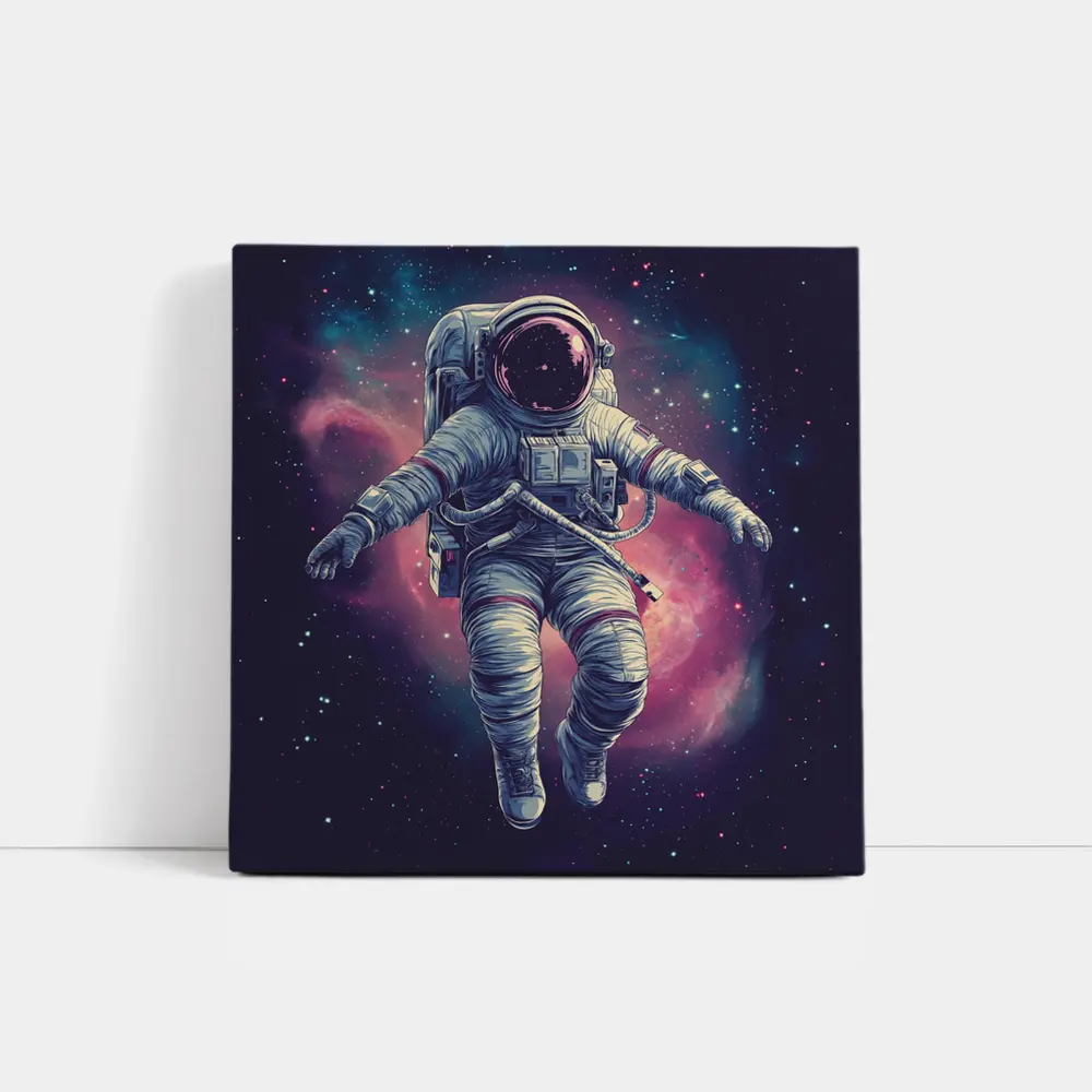 Astronaut Floating In Colorful Galaxy Nebula – Wall Art