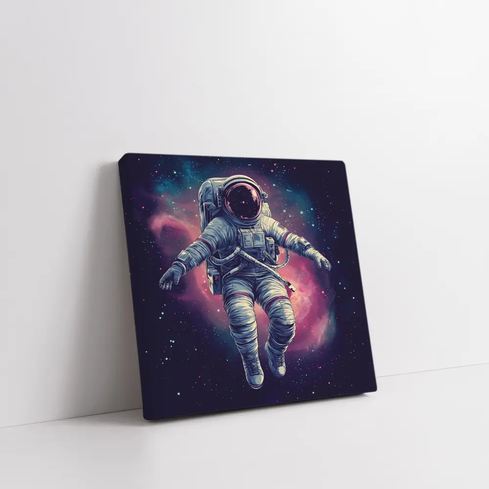 Astronaut Floating In Colorful Galaxy Nebula – Wall Art