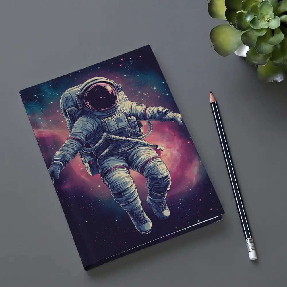 Astronaut Floating In Colorful Galaxy Nebula – Notebooks
