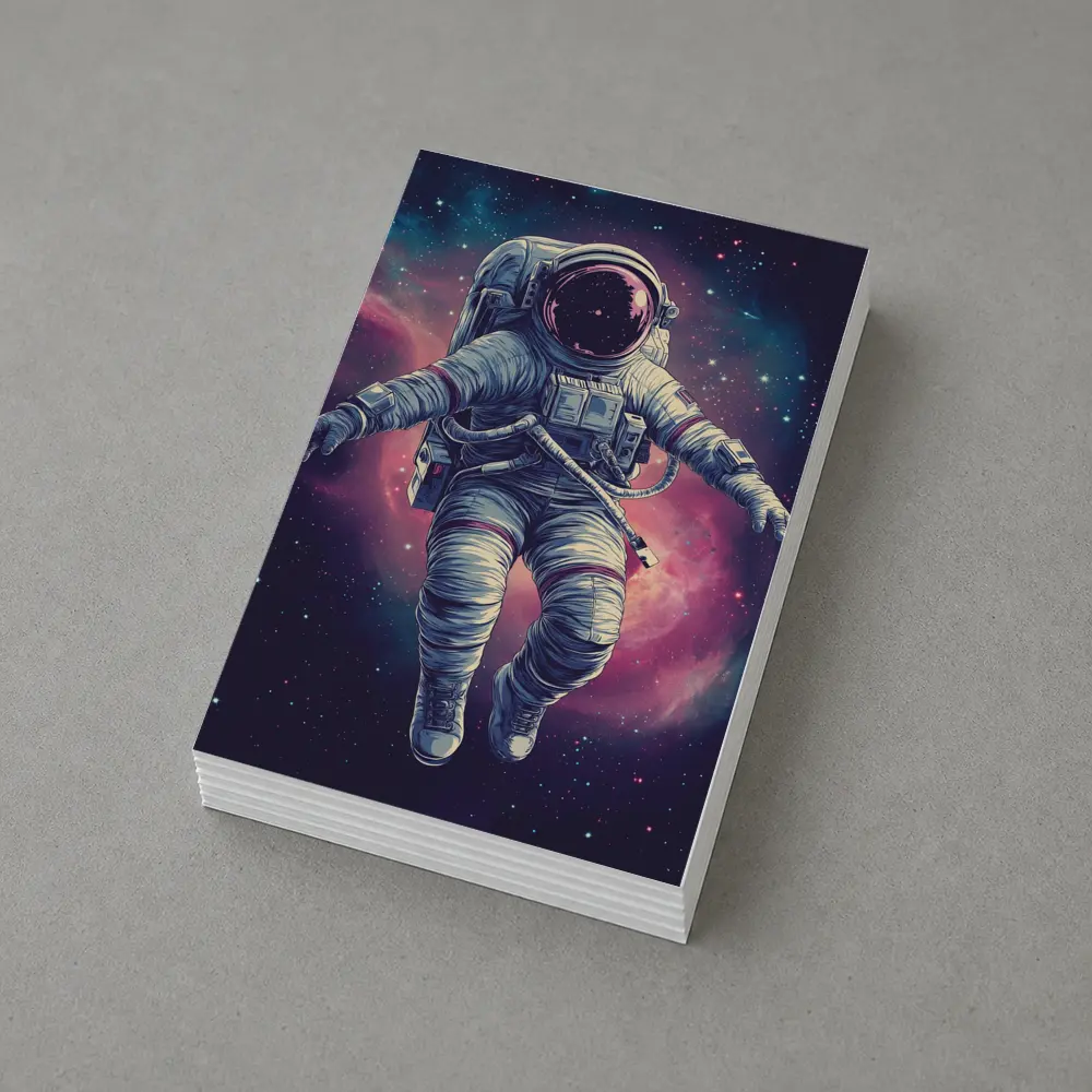 Astronaut Floating In Colorful Galaxy Nebula – Postcards