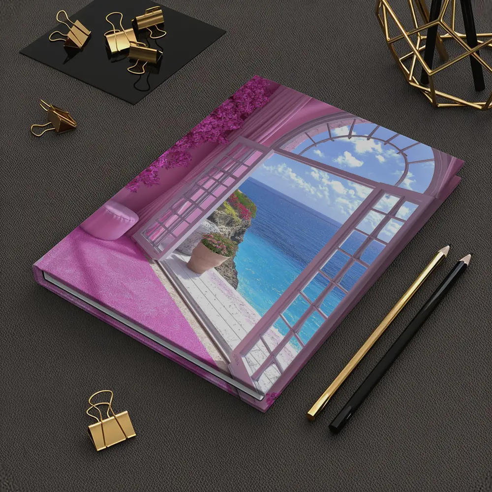 Pink Room Arched Window Ocean View – Notebooks