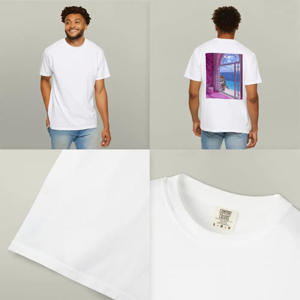 Pink Room Arched Window Ocean View – T-Shirts