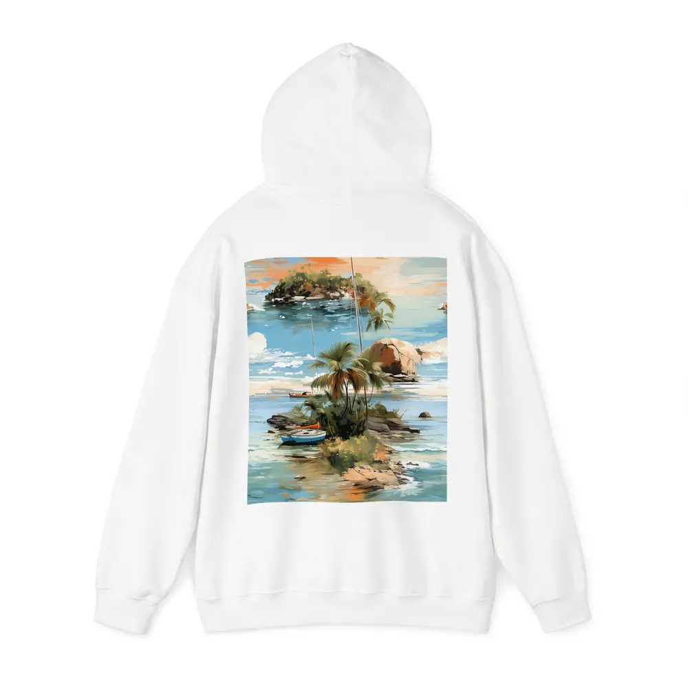 Tropical Island Sailboat Painting Blue Ocean – Hoodies