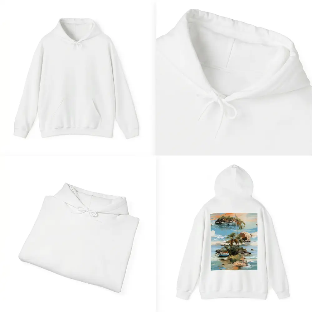 Tropical Island Sailboat Painting Blue Ocean – Hoodies